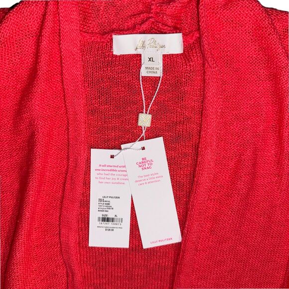 NWT‎ Lilly Pulitzer Faretta Cardigan - Mizner Red, Size XL - Picture 6 of 7
